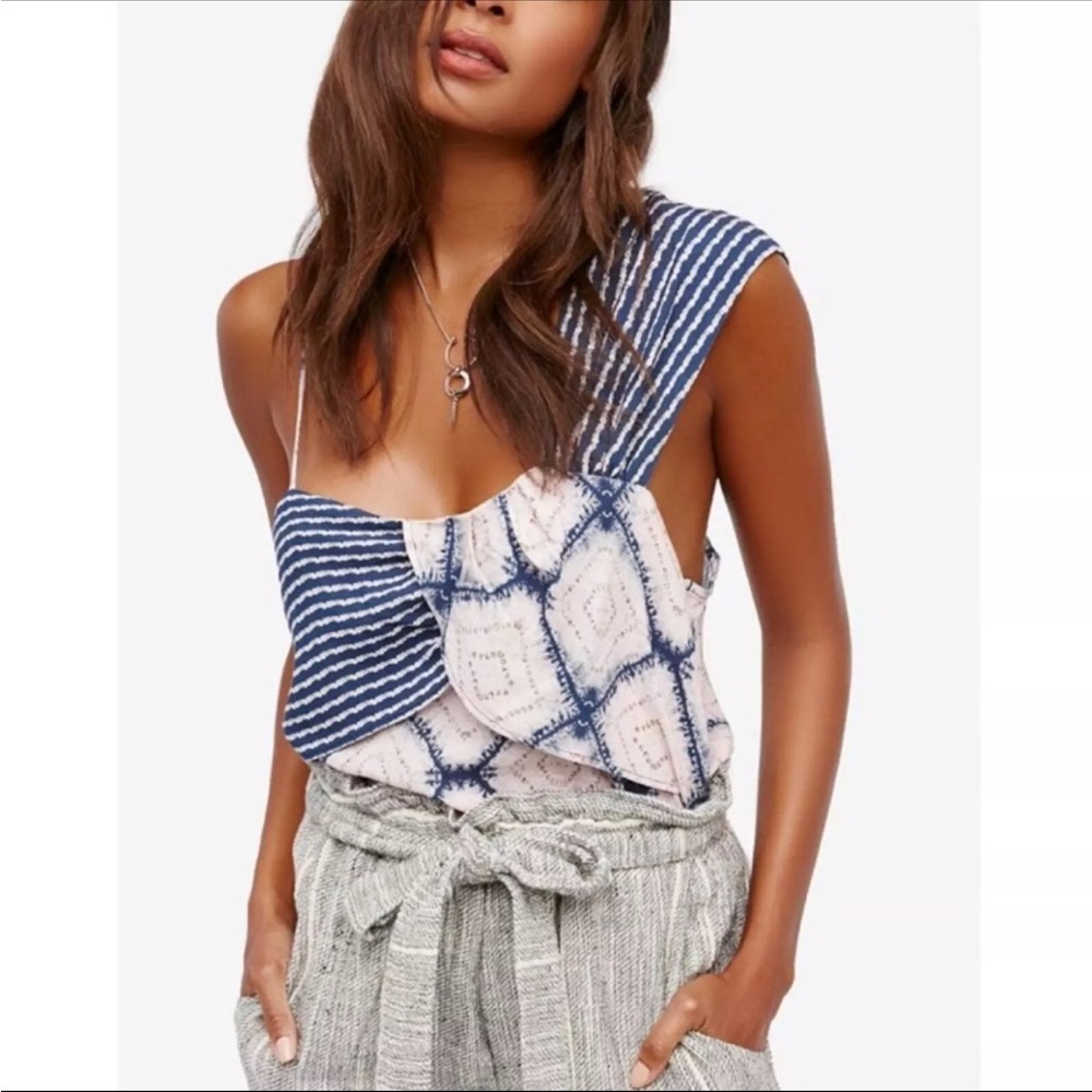 Free People Call On Me Printed Asymmetrical Strap Top